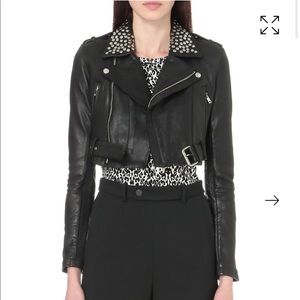 Maje Bloodya Leather Jacket With Studs In Black
